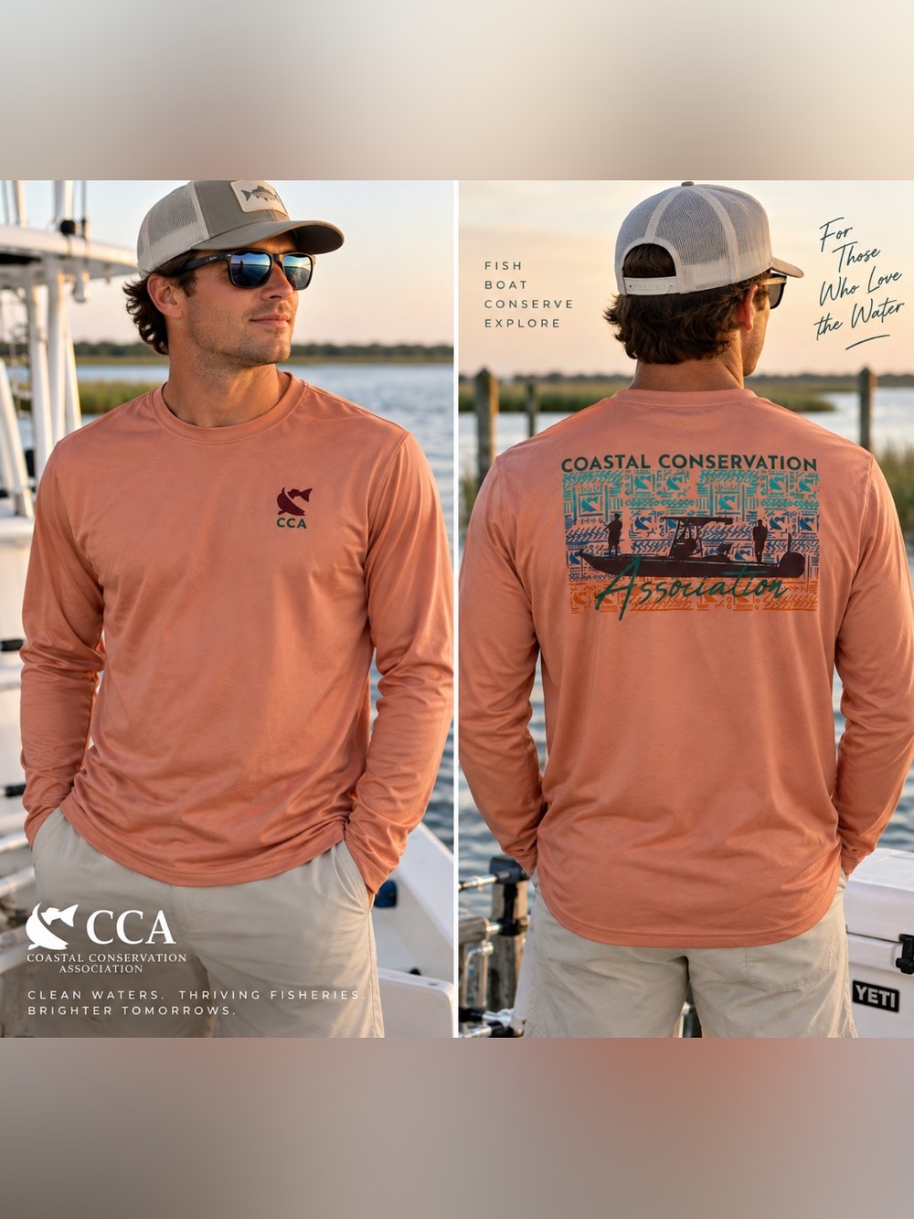 CCA Coastal Conservation Association Long Sleeve Fishing Shirt Men’s Small
